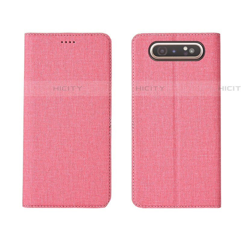 Custodia Portafoglio In stoffa con Supporto H01 per Samsung Galaxy A80 Rosa