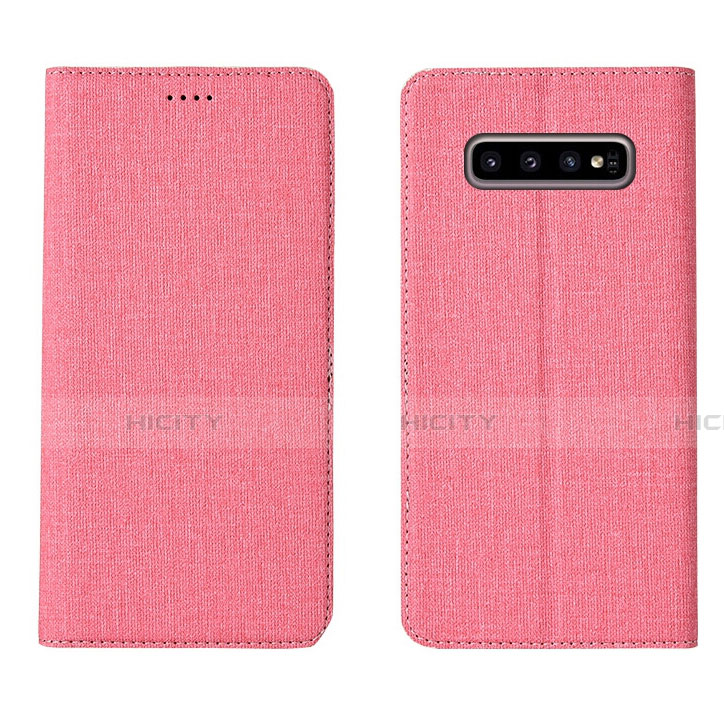 Custodia Portafoglio In stoffa con Supporto H01 per Samsung Galaxy S10 Plus Rosa