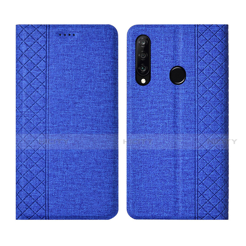 Custodia Portafoglio In stoffa con Supporto H02 per Huawei P30 Lite Blu