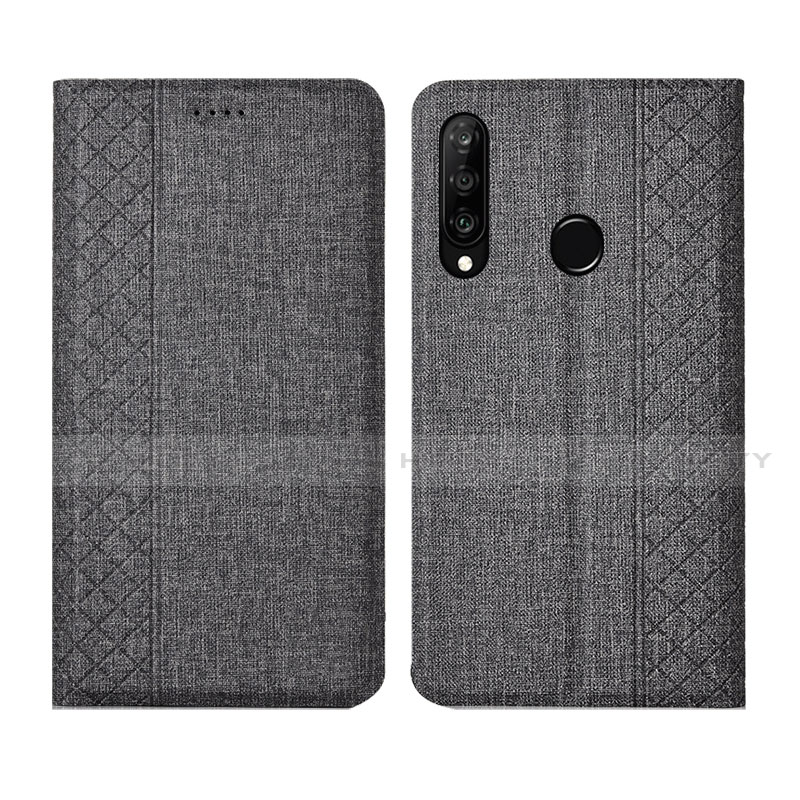 Custodia Portafoglio In stoffa con Supporto H02 per Huawei P30 Lite Grigio