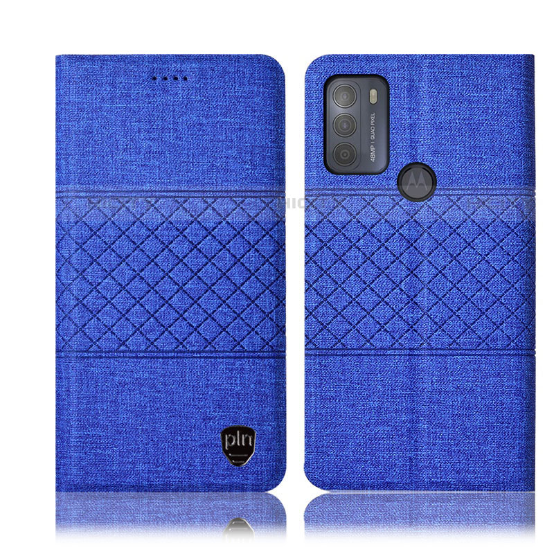 Custodia Portafoglio In stoffa con Supporto H12P per Motorola Moto G50 Blu
