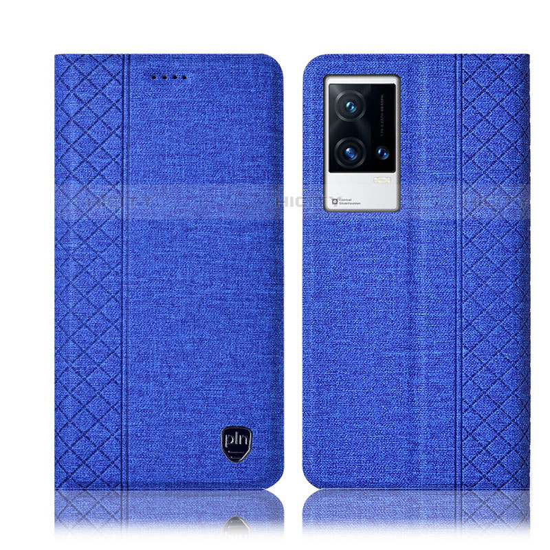Custodia Portafoglio In stoffa con Supporto H12P per Vivo iQOO 8 5G Blu