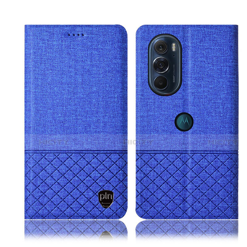 Custodia Portafoglio In stoffa con Supporto H14P per Motorola Moto Edge 30 Pro 5G Blu