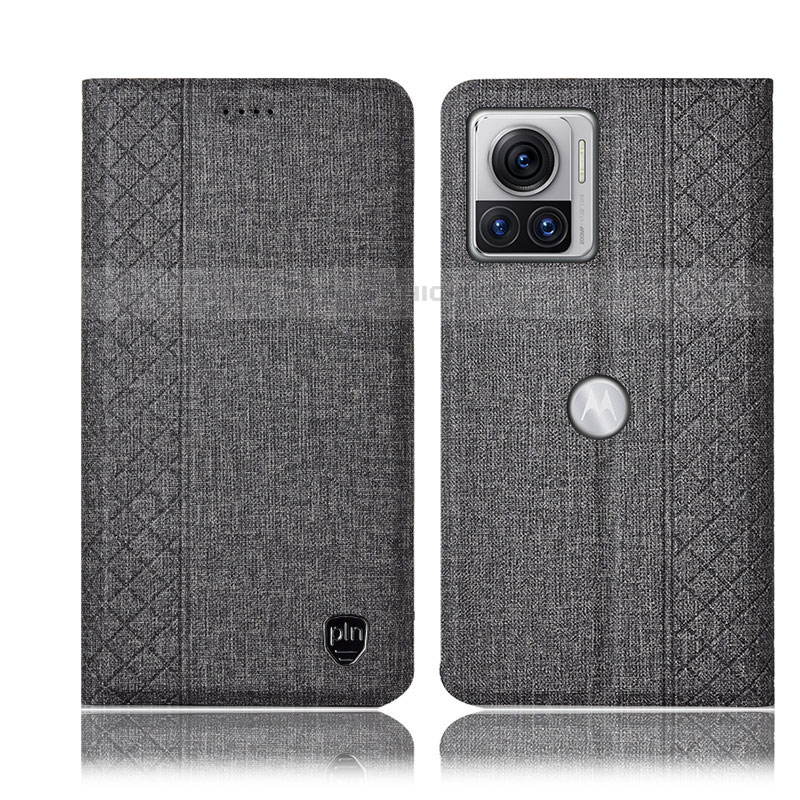 Custodia Portafoglio In stoffa con Supporto H14P per Motorola Moto Edge X30 Pro 5G Grigio