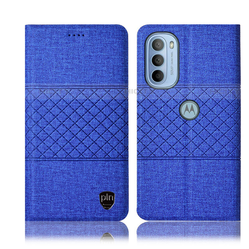Custodia Portafoglio In stoffa con Supporto H14P per Motorola Moto G31 Blu
