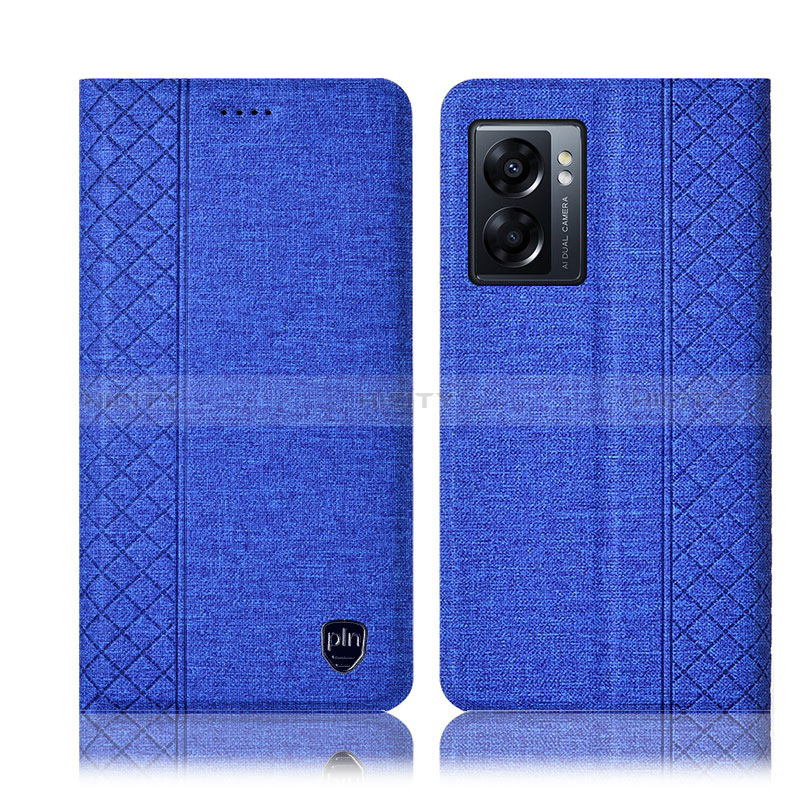 Custodia Portafoglio In stoffa con Supporto H14P per Oppo A56S 5G Blu