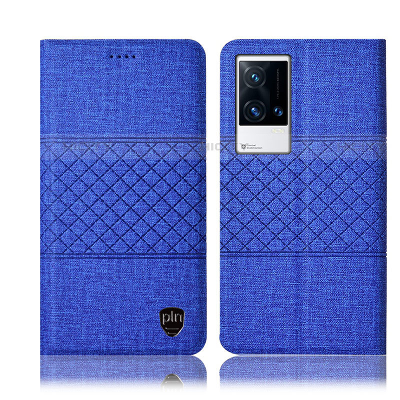 Custodia Portafoglio In stoffa con Supporto H14P per Vivo iQOO 8 5G Blu