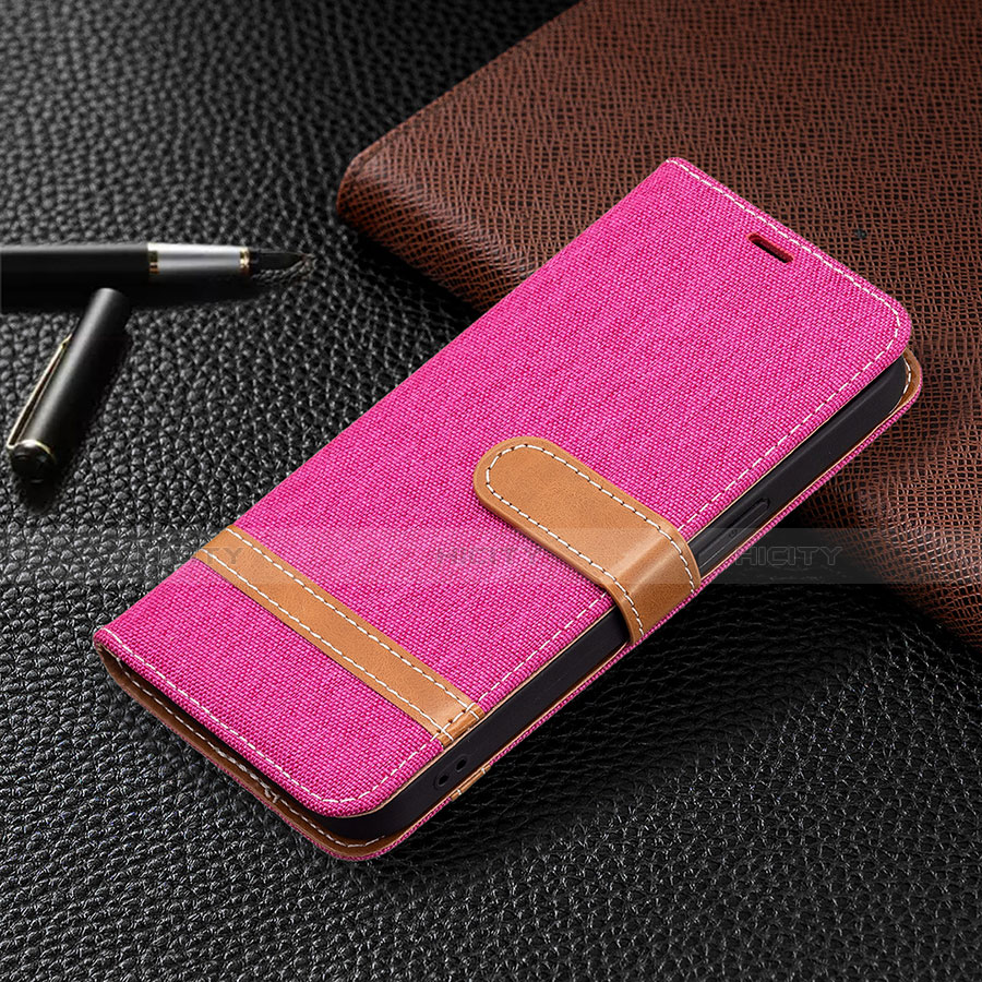 Custodia Portafoglio In stoffa con Supporto per Apple iPhone 13 Pro Max Rosa Caldo