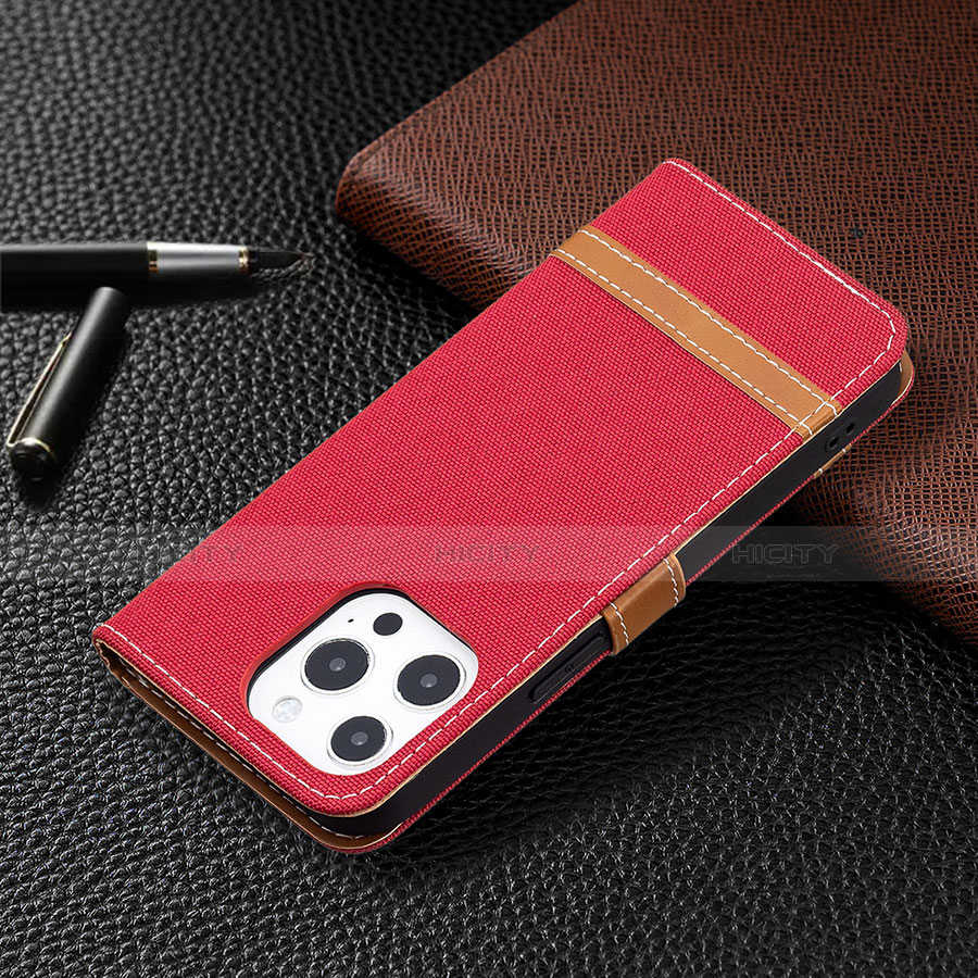 Custodia Portafoglio In stoffa con Supporto per Apple iPhone 13 Pro Max Rosso