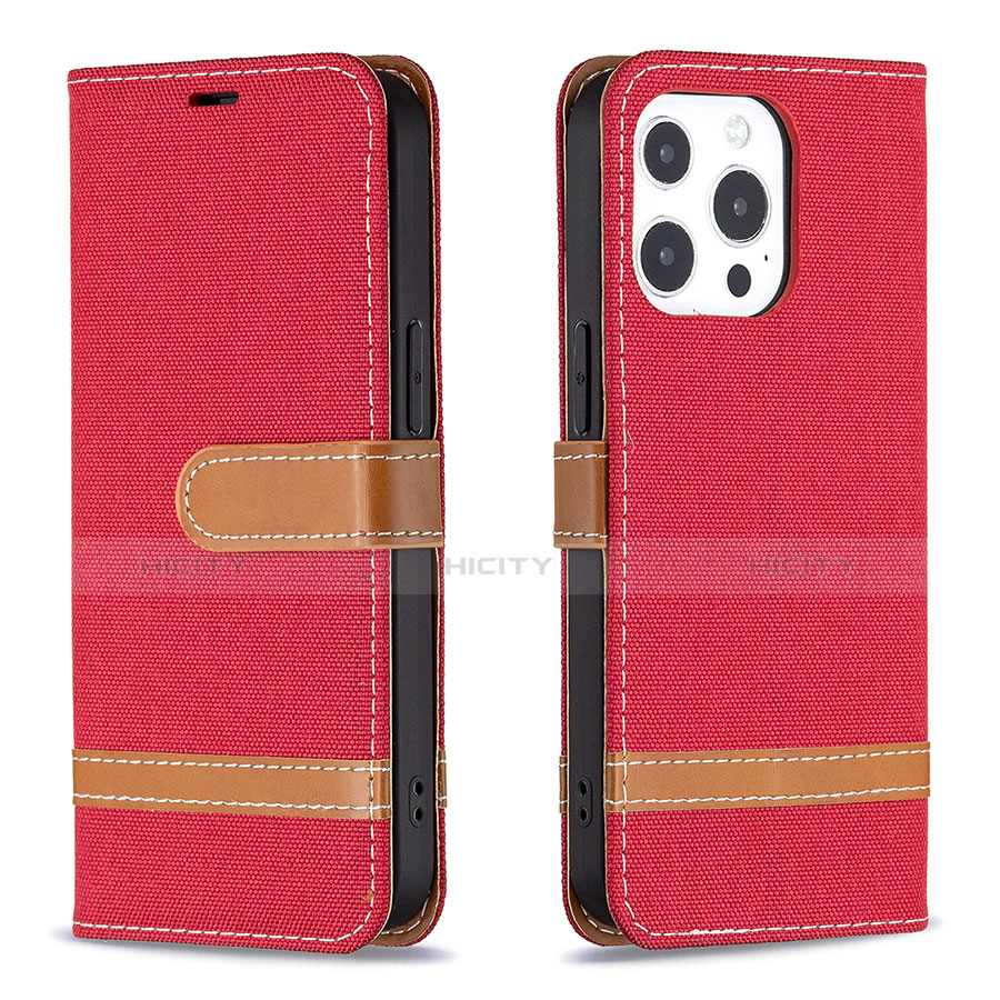 Custodia Portafoglio In stoffa con Supporto per Apple iPhone 13 Pro Rosso