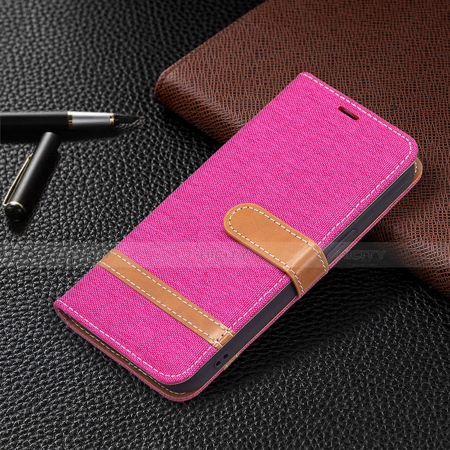 Custodia Portafoglio In stoffa con Supporto per Apple iPhone 13 Rosa Caldo