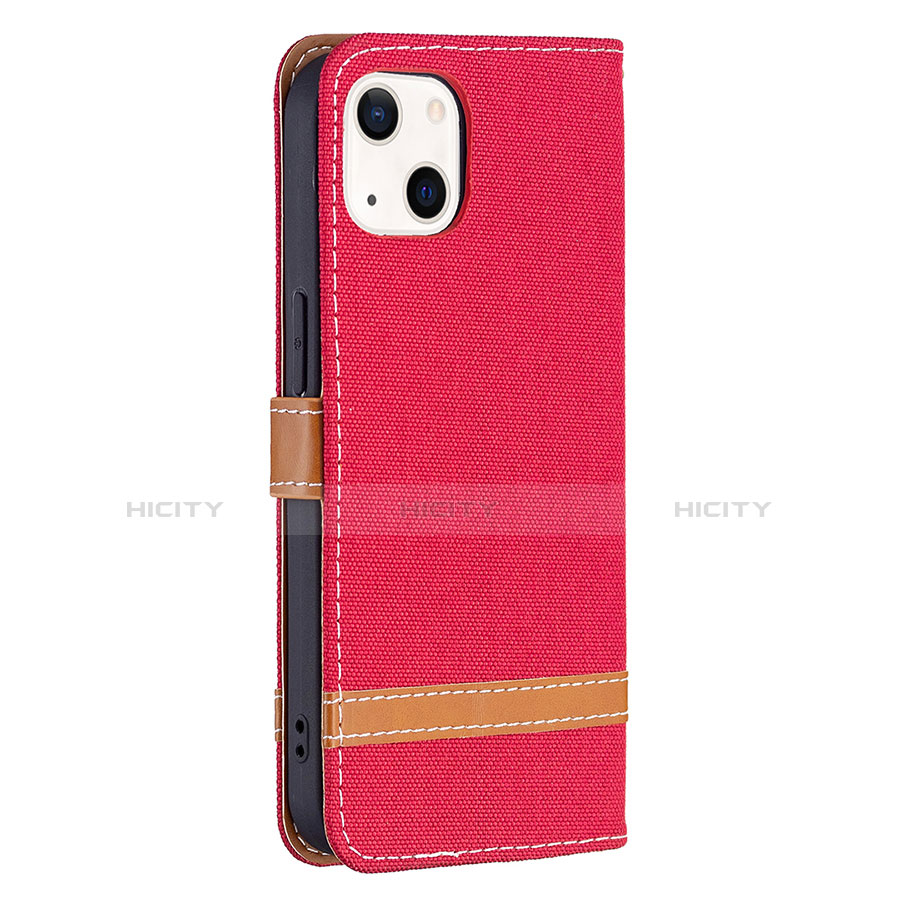 Custodia Portafoglio In stoffa con Supporto per Apple iPhone 14 Plus Rosso
