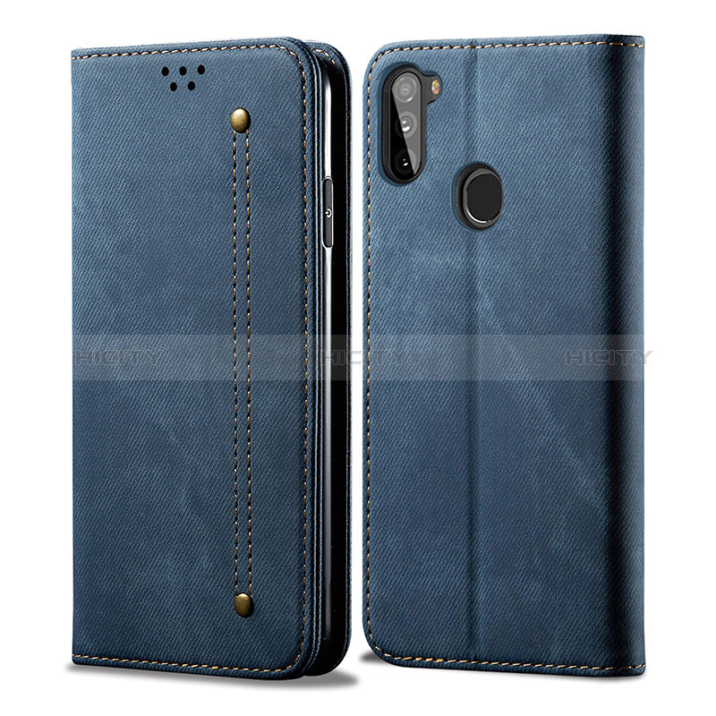 Custodia Portafoglio In stoffa con Supporto per Samsung Galaxy A11 Blu