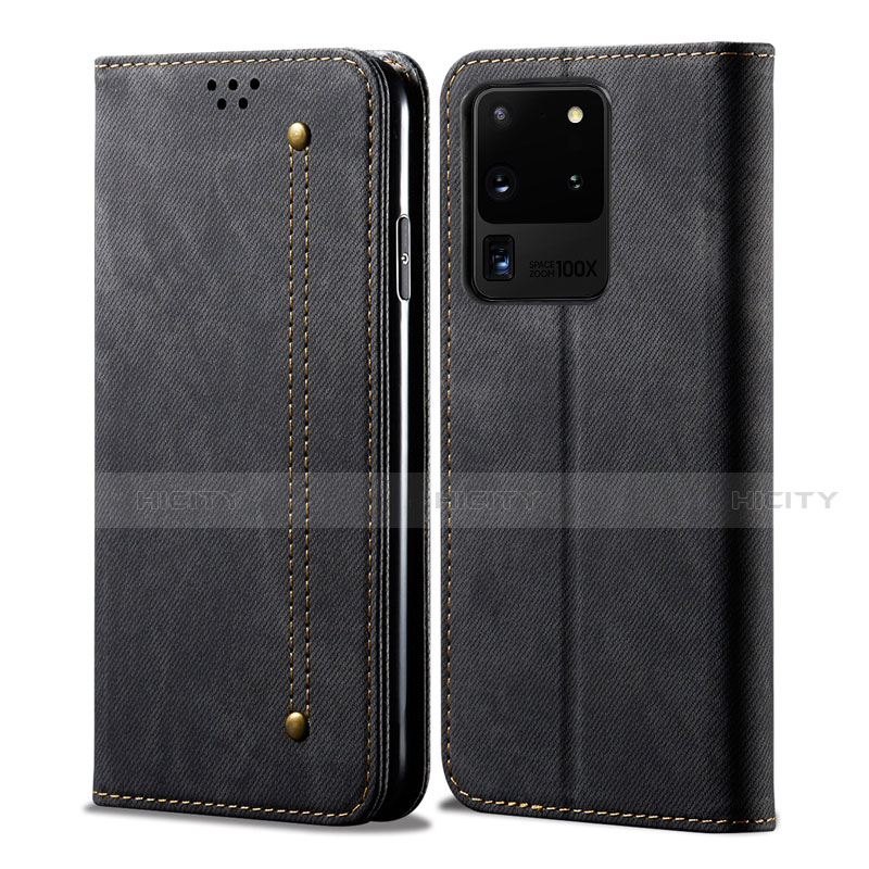 Custodia Portafoglio In stoffa con Supporto per Samsung Galaxy S20 Ultra Nero