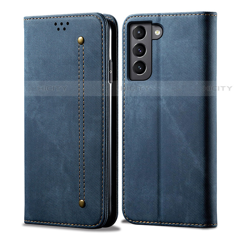 Custodia Portafoglio In stoffa con Supporto per Samsung Galaxy S21 FE 5G Blu