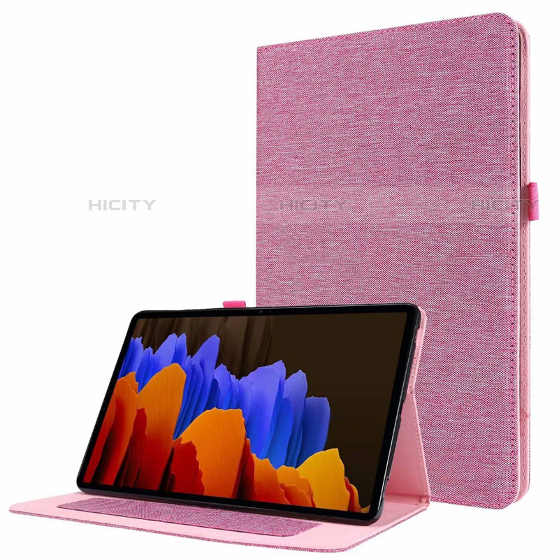 Custodia Portafoglio In stoffa con Supporto per Samsung Galaxy Tab S7 4G 11 SM-T875 Rosa