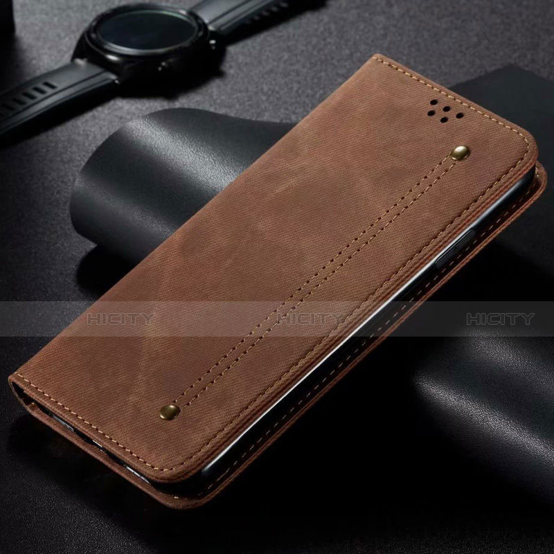 Custodia Portafoglio In stoffa con Supporto per Xiaomi Mi Note 10 Lite Marrone