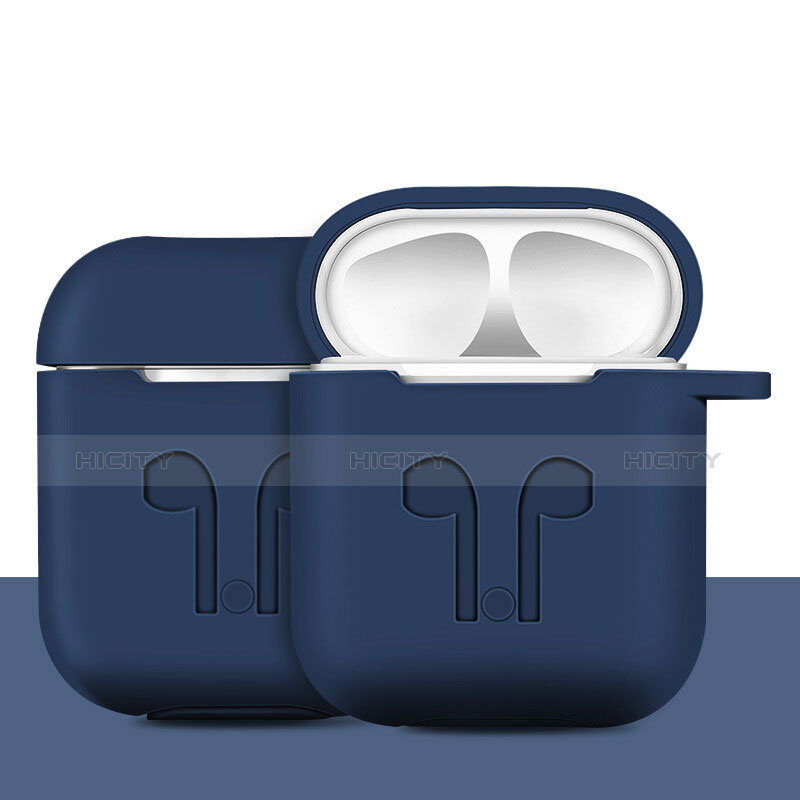 Custodia Portatile con Moschettone per AirPods Custodia di Ricarica A04 Blu