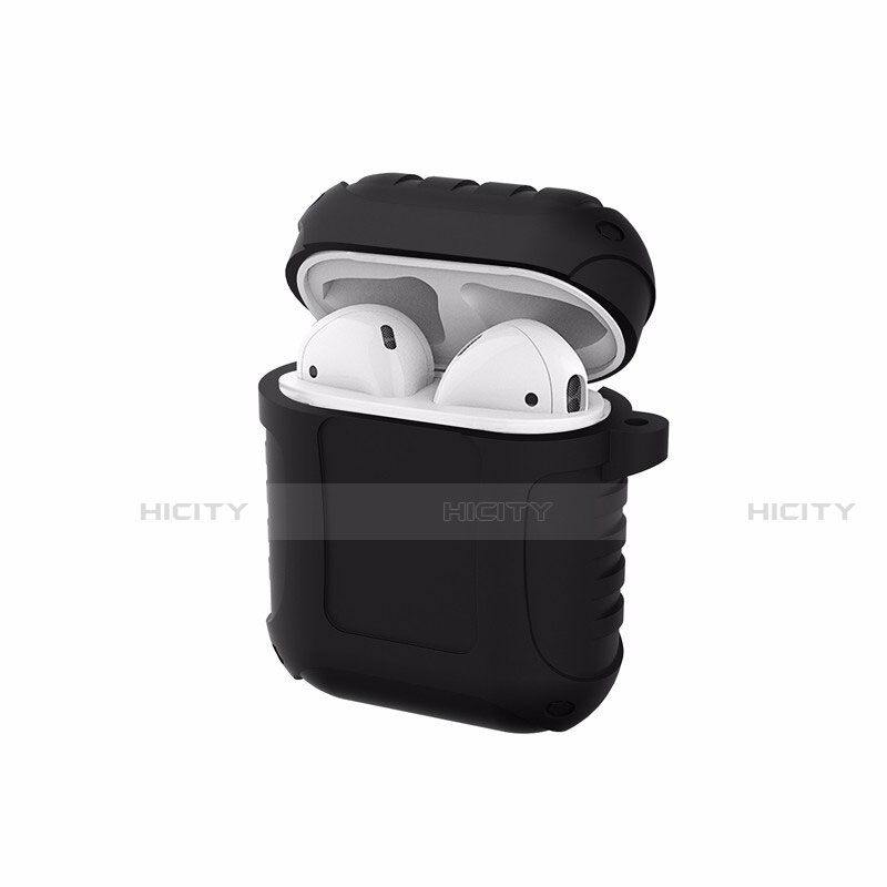 Custodia Portatile con Moschettone per AirPods Custodia di Ricarica C06 Nero