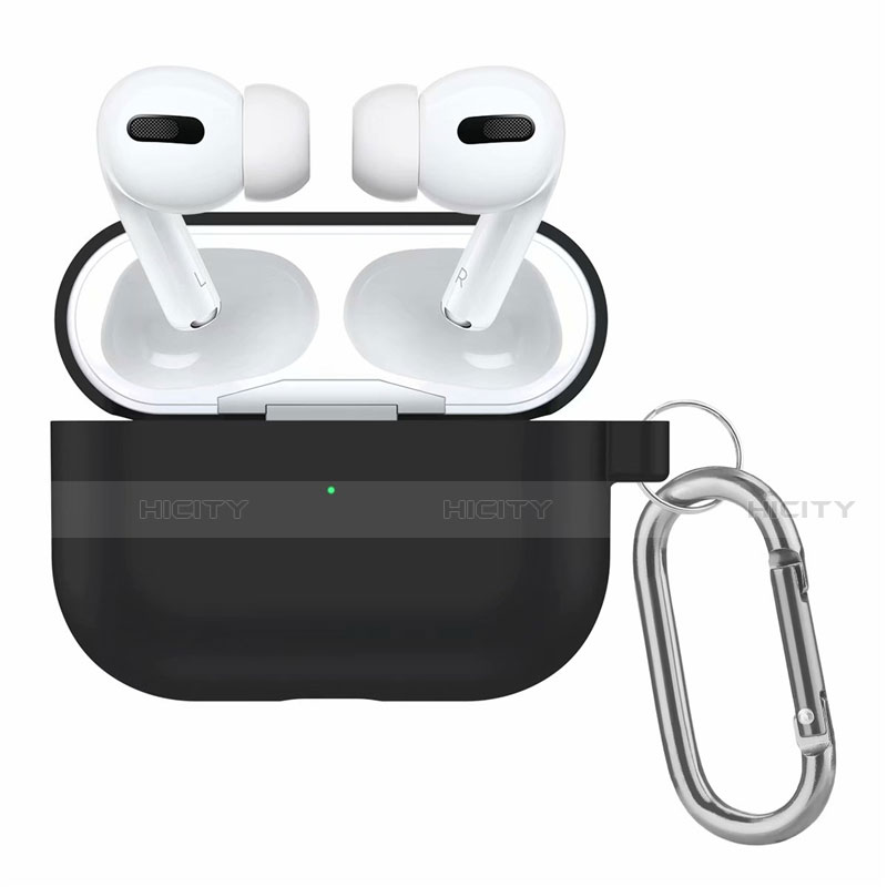 Custodia Portatile con Moschettone per AirPods Pro Custodia di Ricarica Nero