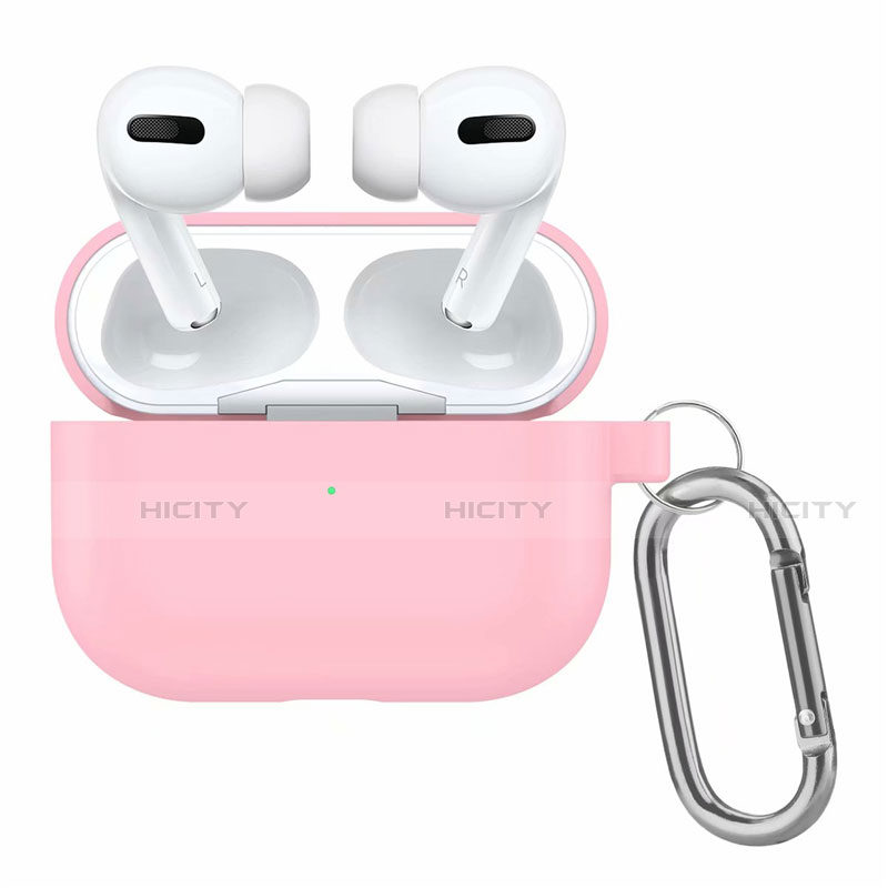 Custodia Portatile con Moschettone per AirPods Pro Custodia di Ricarica Rosa