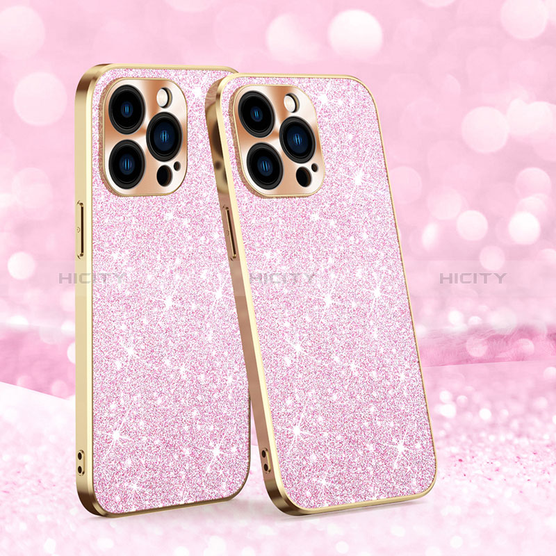 Custodia Silicone Cover Morbida Bling-Bling AC1 per Apple iPhone 13 Pro Oro Rosa