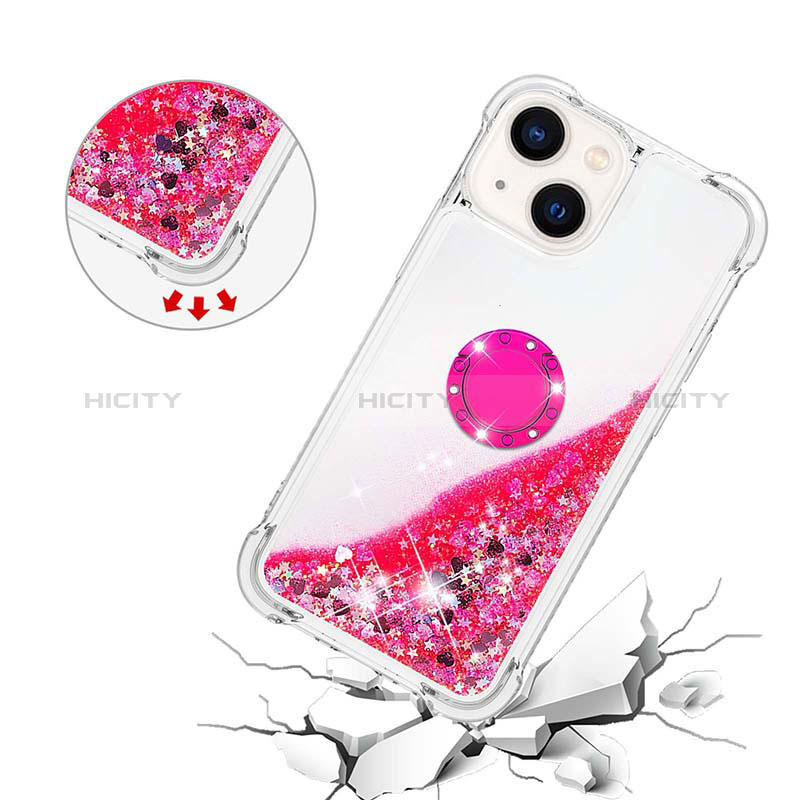 Custodia Silicone Cover Morbida Bling-Bling con Anello Supporto S01 per Apple iPhone 14 Plus