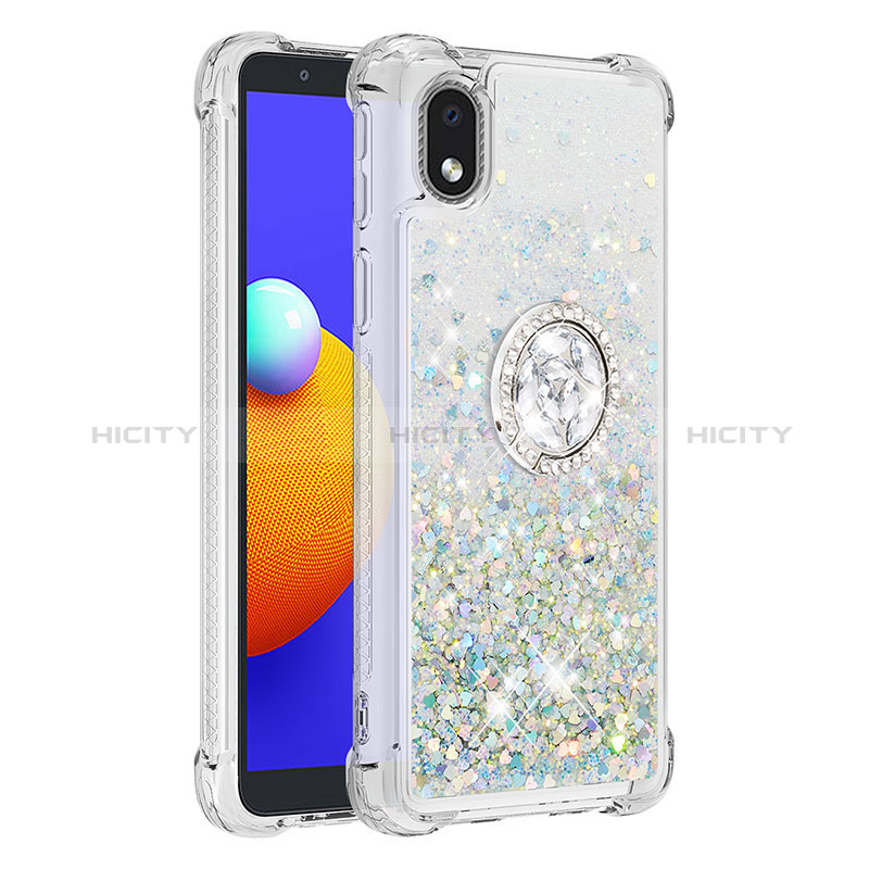 Custodia Silicone Cover Morbida Bling-Bling con Anello Supporto S01 per Samsung Galaxy A01 Core