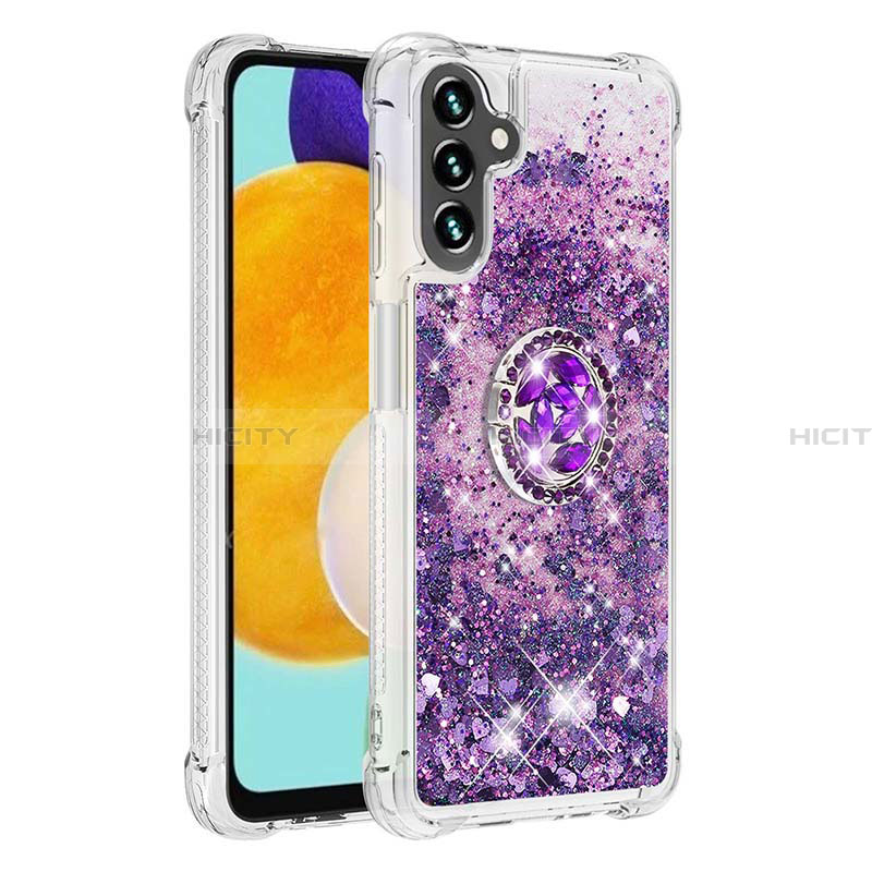 Custodia Silicone Cover Morbida Bling-Bling con Anello Supporto S01 per Samsung Galaxy A13 5G