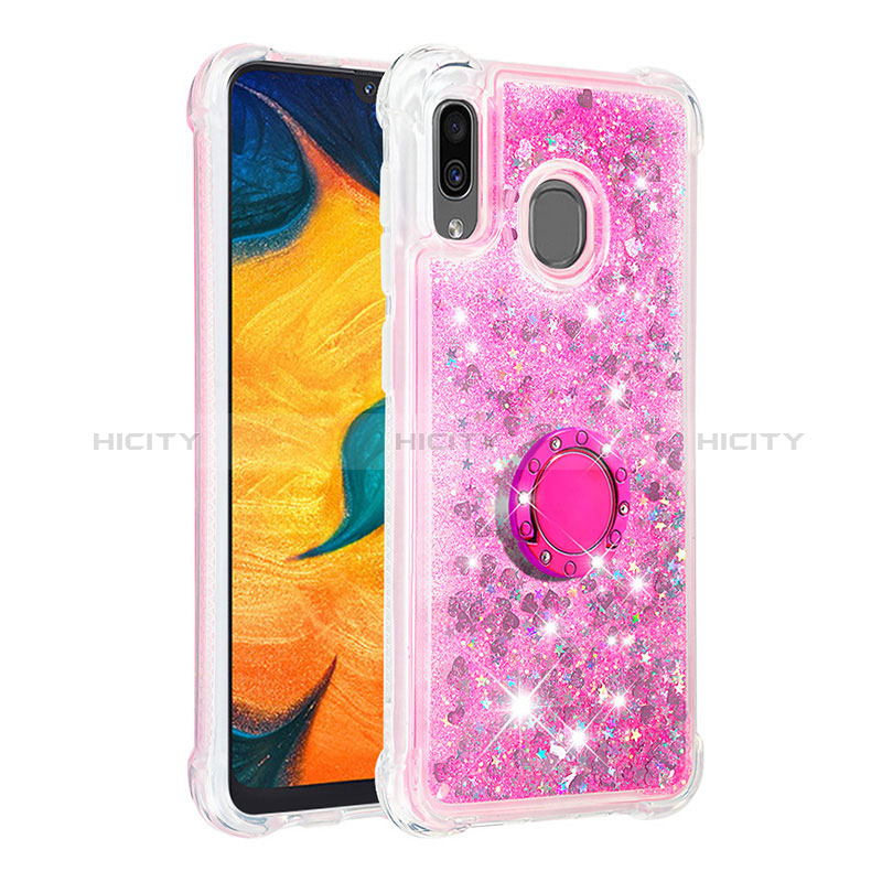 Custodia Silicone Cover Morbida Bling-Bling con Anello Supporto S01 per Samsung Galaxy A30