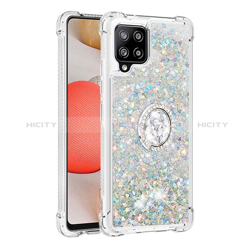 Custodia Silicone Cover Morbida Bling-Bling con Anello Supporto S01 per Samsung Galaxy A42 5G