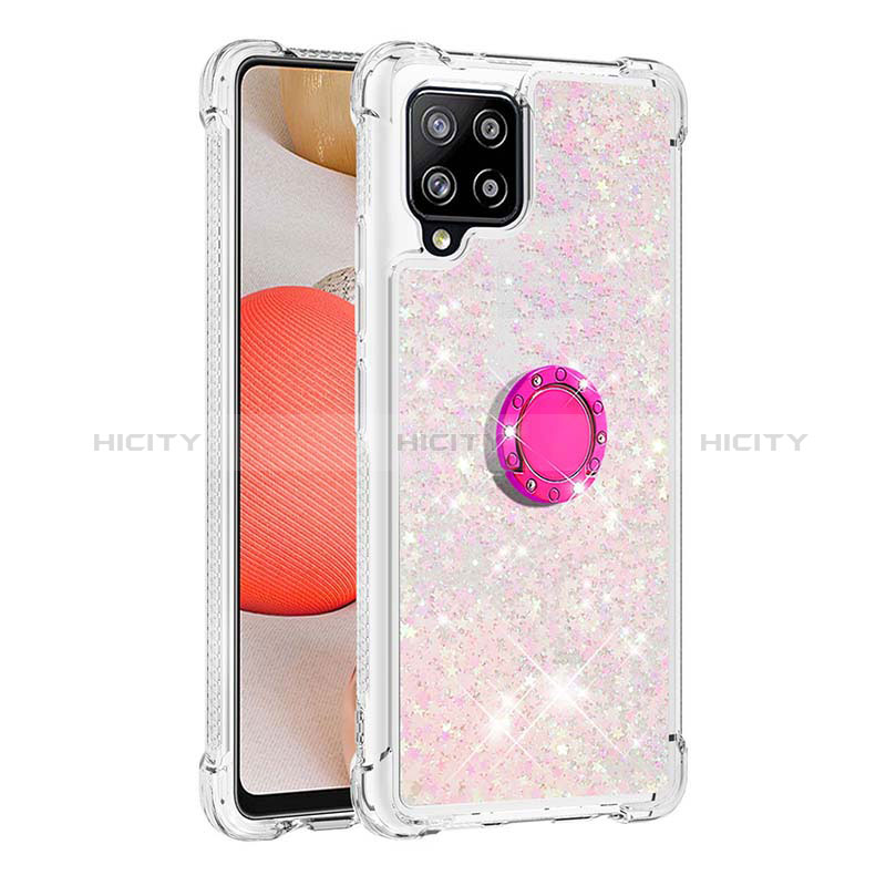 Custodia Silicone Cover Morbida Bling-Bling con Anello Supporto S01 per Samsung Galaxy A42 5G