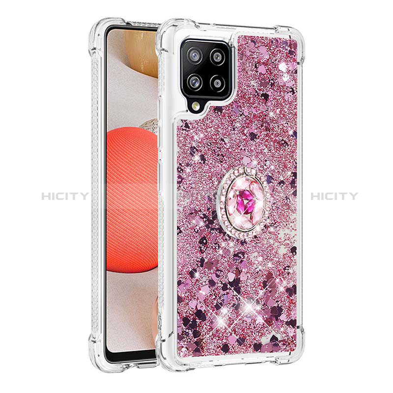 Custodia Silicone Cover Morbida Bling-Bling con Anello Supporto S01 per Samsung Galaxy A42 5G