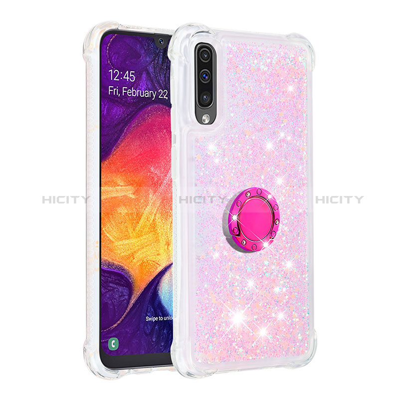 Custodia Silicone Cover Morbida Bling-Bling con Anello Supporto S01 per Samsung Galaxy A50