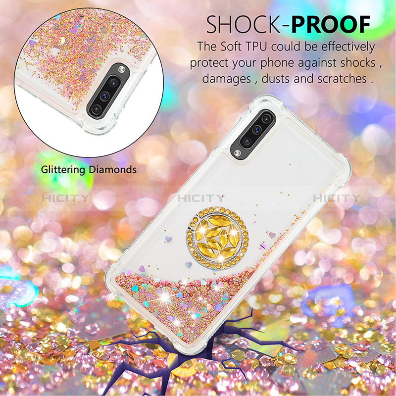 Custodia Silicone Cover Morbida Bling-Bling con Anello Supporto S01 per Samsung Galaxy A50S