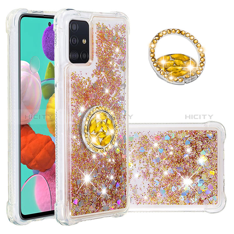 Custodia Silicone Cover Morbida Bling-Bling con Anello Supporto S01 per Samsung Galaxy A51 4G