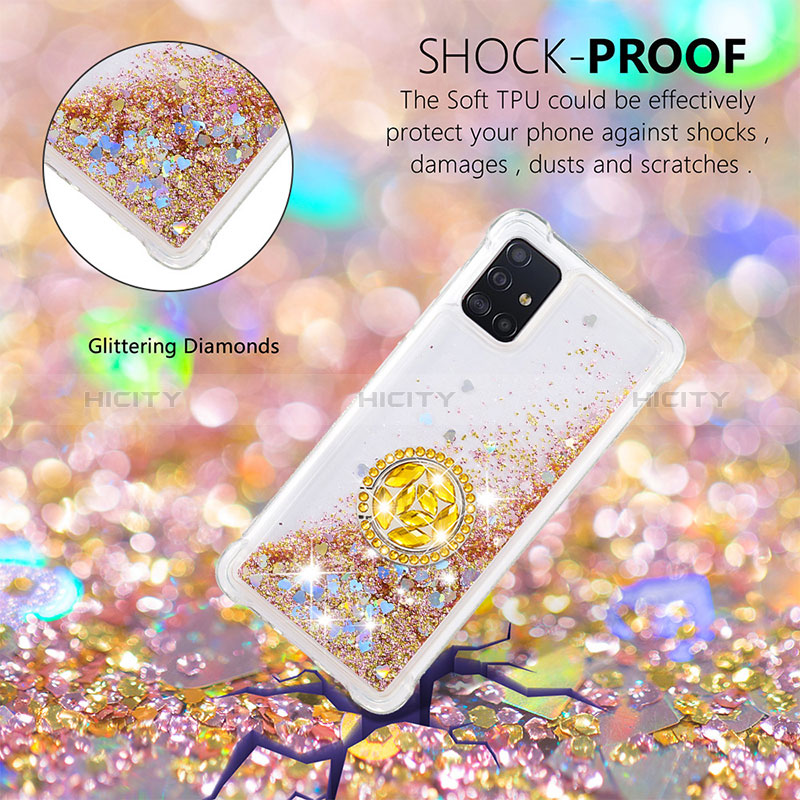 Custodia Silicone Cover Morbida Bling-Bling con Anello Supporto S01 per Samsung Galaxy A51 4G