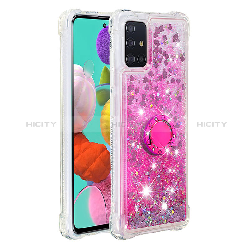 Custodia Silicone Cover Morbida Bling-Bling con Anello Supporto S01 per Samsung Galaxy A51 4G