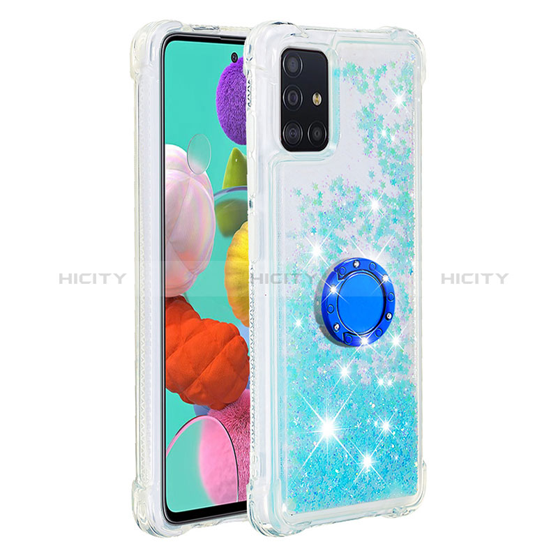 Custodia Silicone Cover Morbida Bling-Bling con Anello Supporto S01 per Samsung Galaxy A51 4G