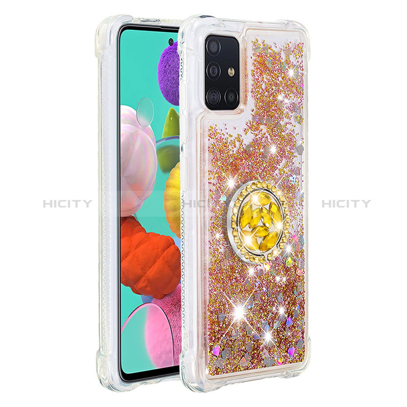 Custodia Silicone Cover Morbida Bling-Bling con Anello Supporto S01 per Samsung Galaxy A51 5G