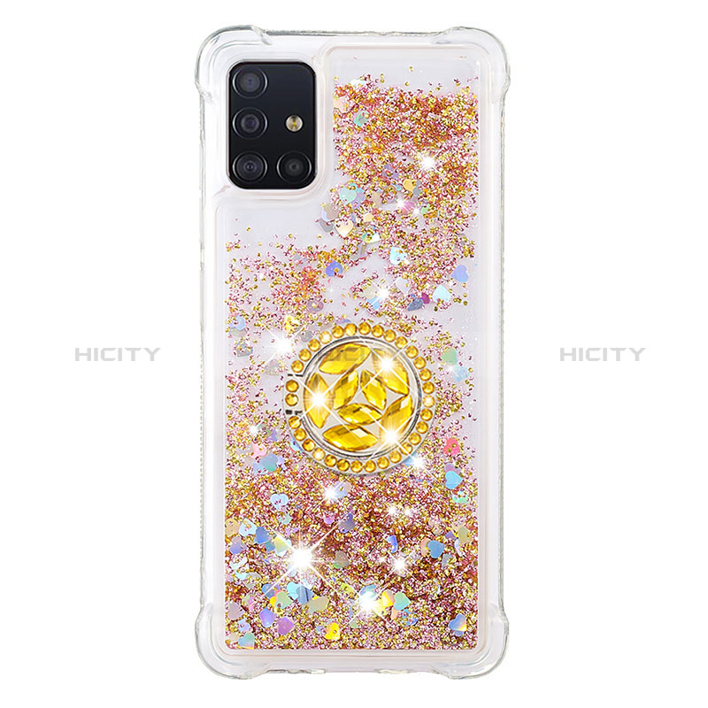 Custodia Silicone Cover Morbida Bling-Bling con Anello Supporto S01 per Samsung Galaxy A51 5G