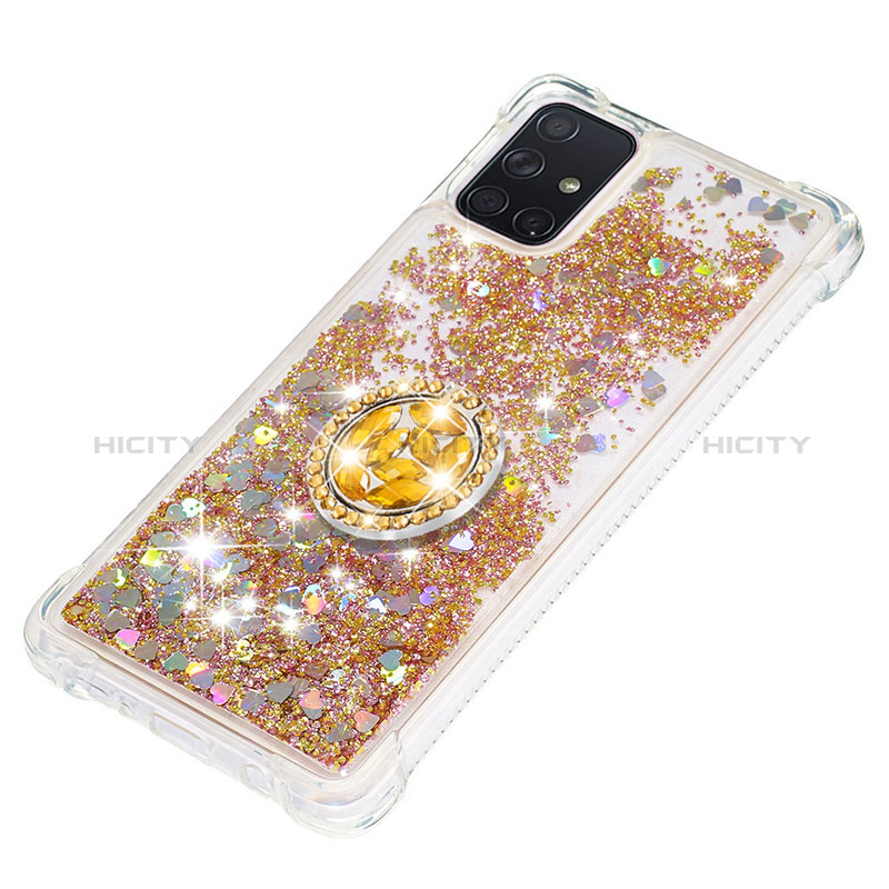 Custodia Silicone Cover Morbida Bling-Bling con Anello Supporto S01 per Samsung Galaxy A71 5G