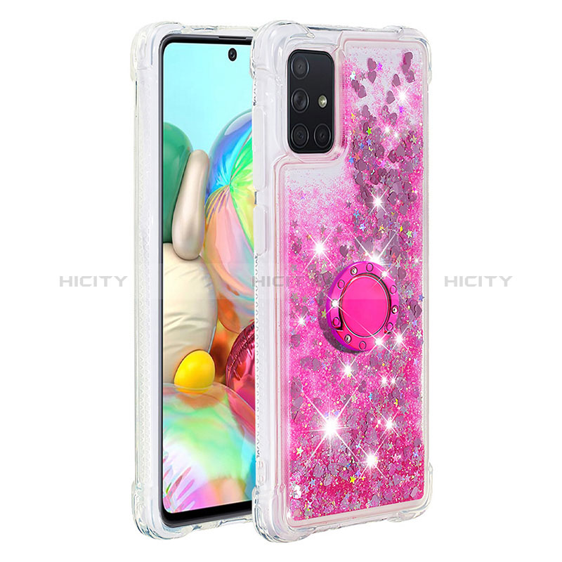 Custodia Silicone Cover Morbida Bling-Bling con Anello Supporto S01 per Samsung Galaxy A71 5G