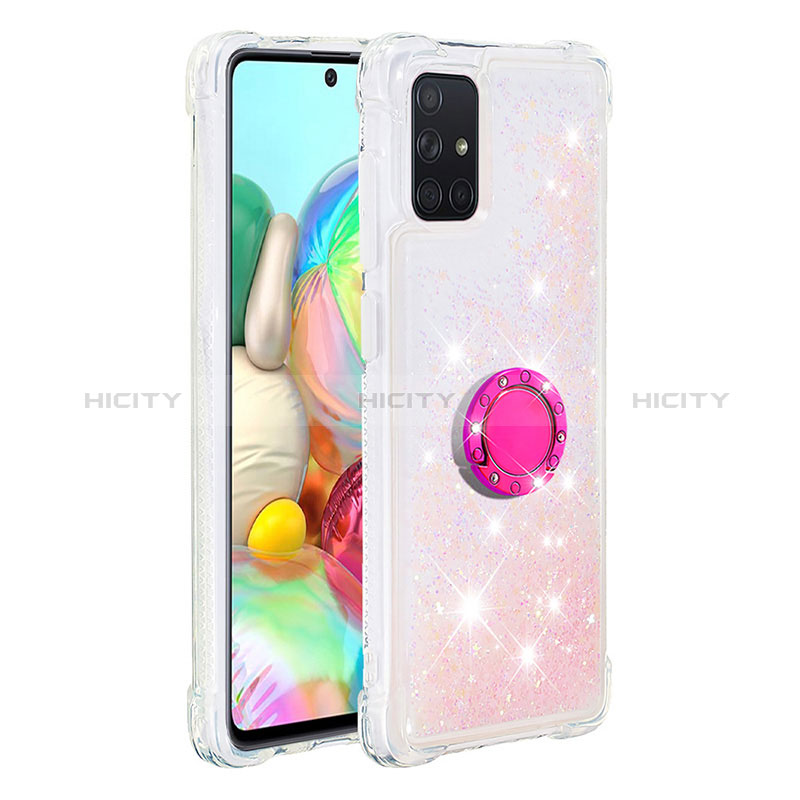 Custodia Silicone Cover Morbida Bling-Bling con Anello Supporto S01 per Samsung Galaxy A71 5G