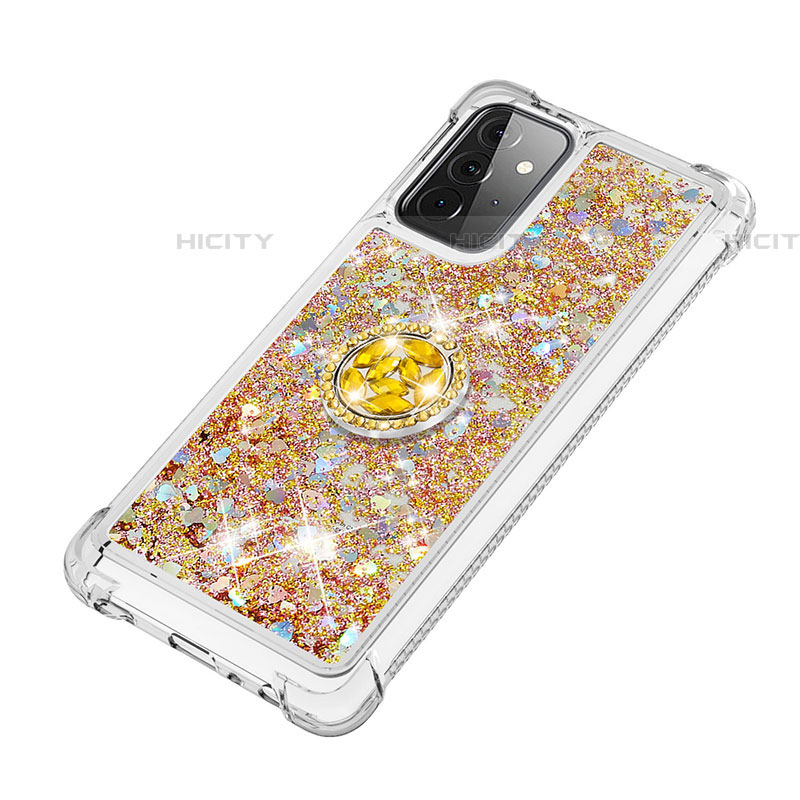 Custodia Silicone Cover Morbida Bling-Bling con Anello Supporto S01 per Samsung Galaxy A72 5G