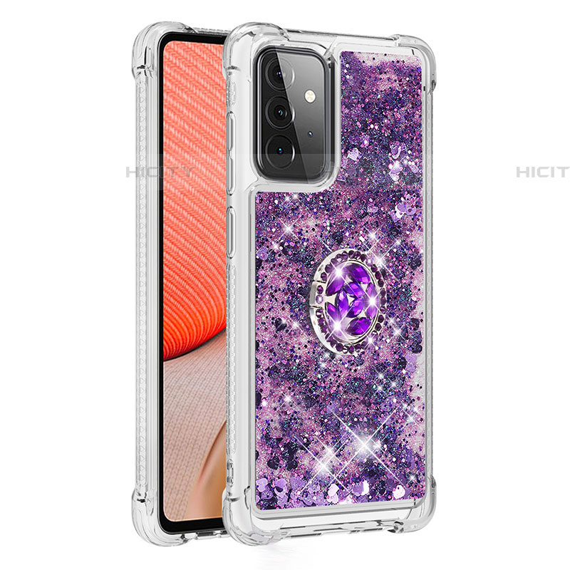 Custodia Silicone Cover Morbida Bling-Bling con Anello Supporto S01 per Samsung Galaxy A72 5G