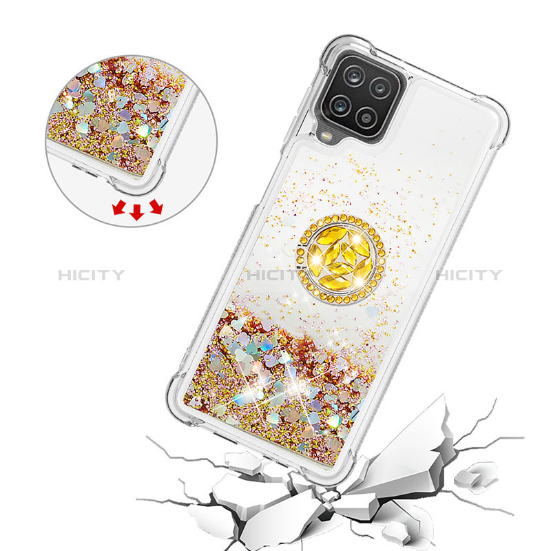 Custodia Silicone Cover Morbida Bling-Bling con Anello Supporto S01 per Samsung Galaxy M12