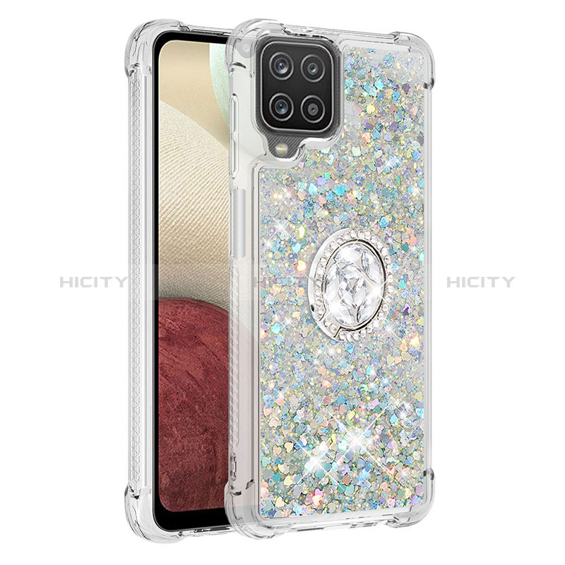 Custodia Silicone Cover Morbida Bling-Bling con Anello Supporto S01 per Samsung Galaxy M12