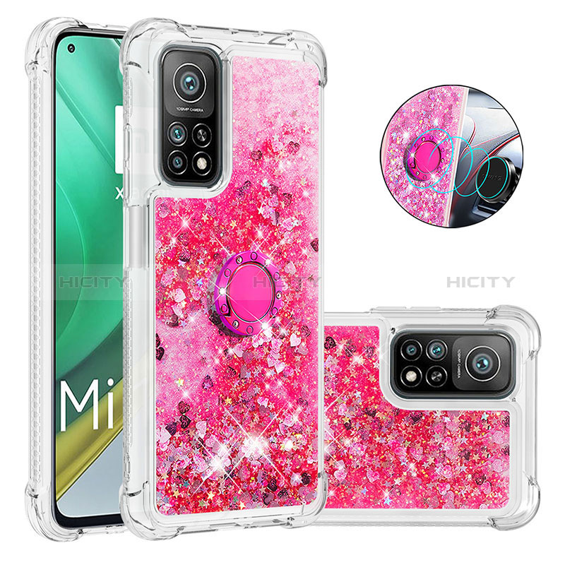 Custodia Silicone Cover Morbida Bling-Bling con Anello Supporto S01 per Xiaomi Mi 10T 5G