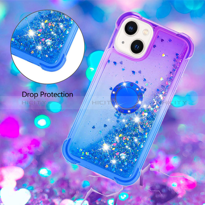 Custodia Silicone Cover Morbida Bling-Bling con Anello Supporto S02 per Apple iPhone 14